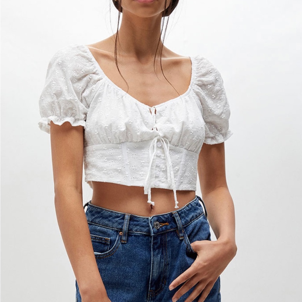 Pacsun LA Hearts Cropped Eyelet Top